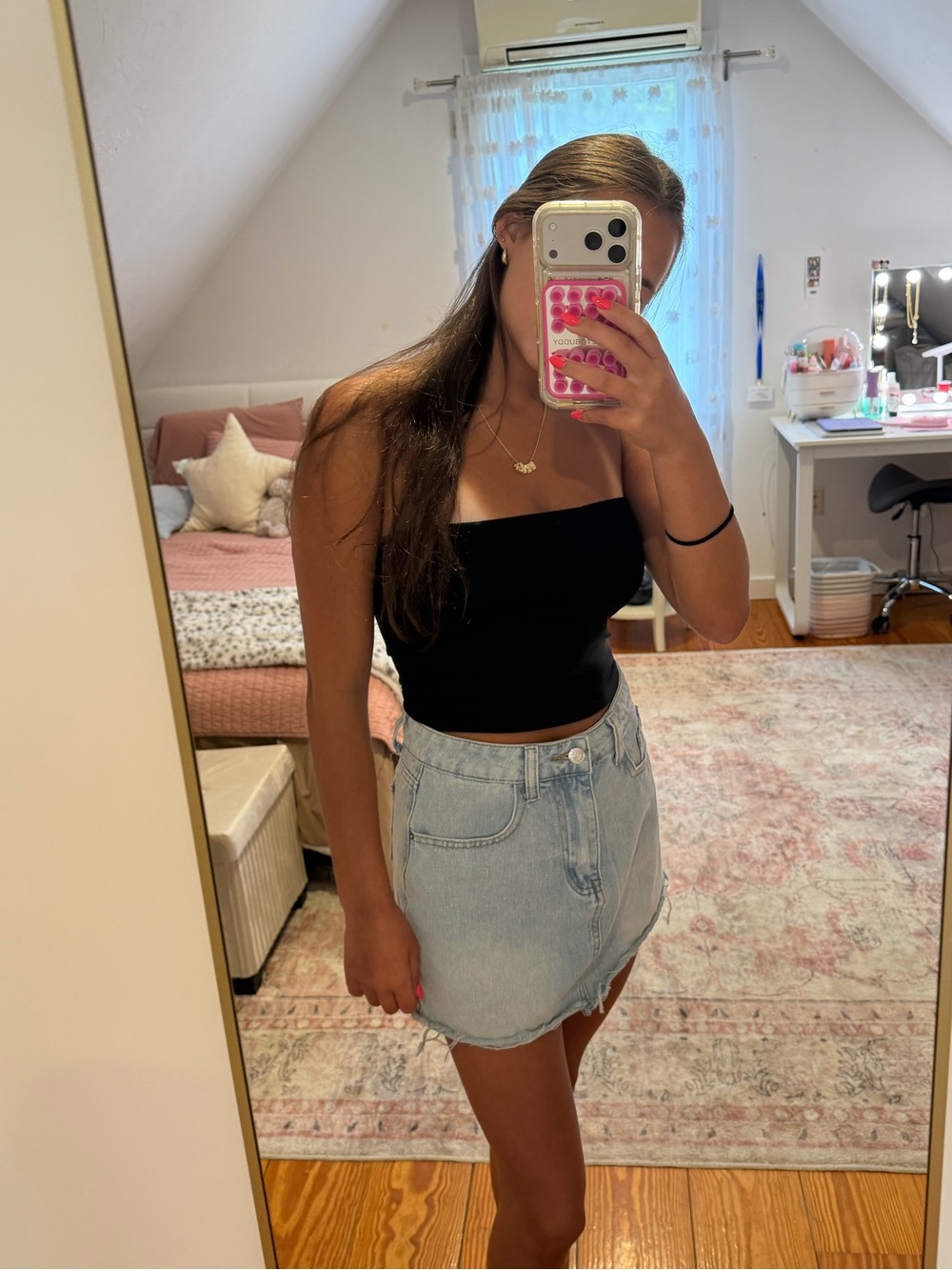 SHEIN Jean Light Blue High-Waist Denim Mini Skirt - Picture 2 of 6